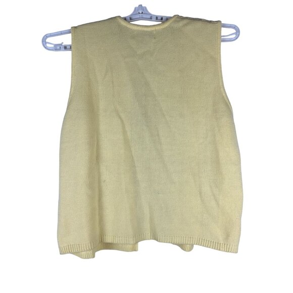 BFA Classics Womens Yellow Knit Sleeveless Cardigan Petite Size XL 100% Acrylic - Picture 2 of 4